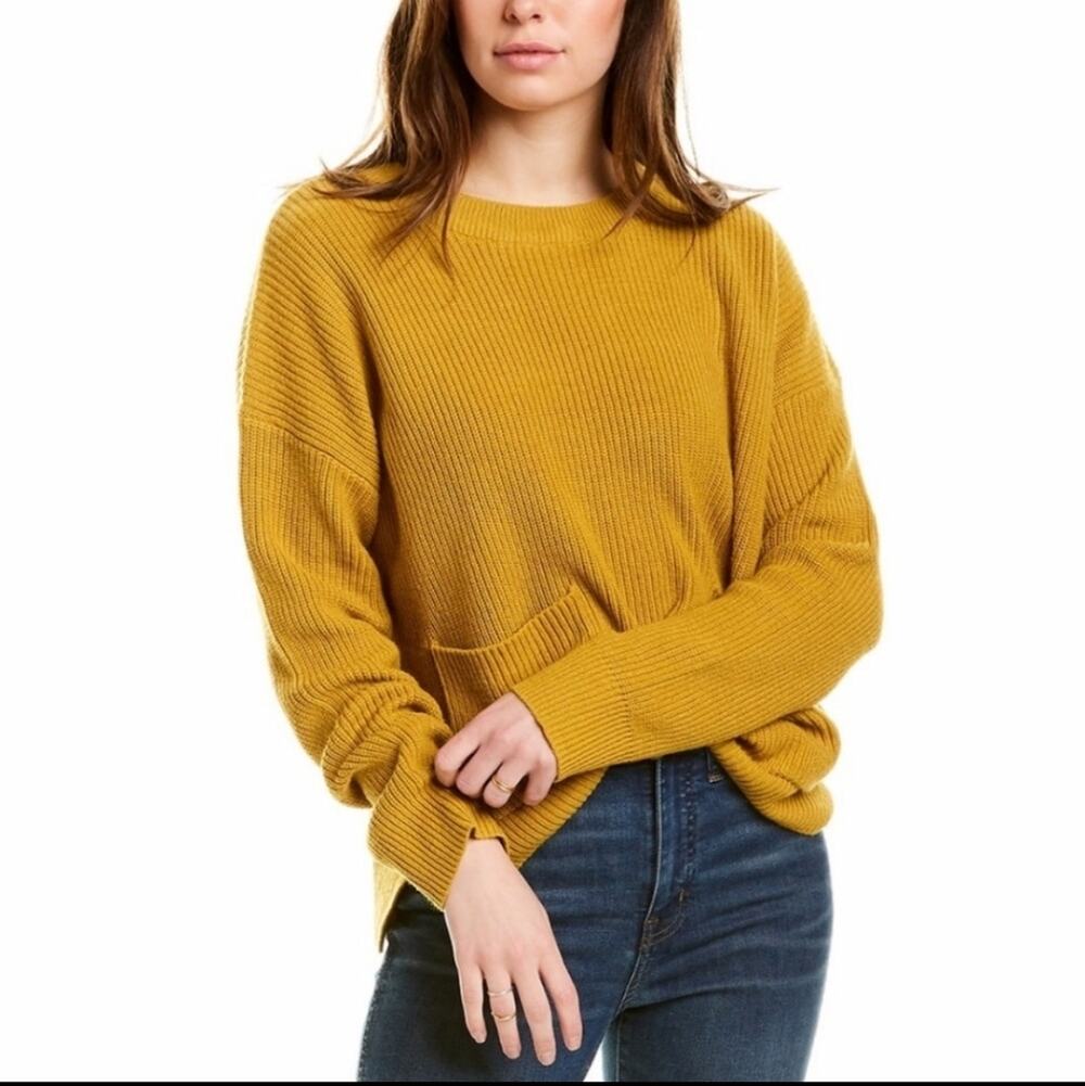 Madewell Yellow Patch Pocket Pullover Sweater XS